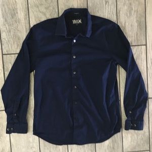 Express 1MX Modern Fit Dress Shirt Sz. M Navy Blue